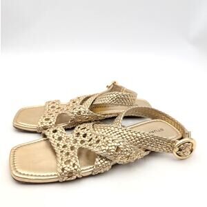 Stuart Weitzman Thea Flat Sandal Women's Ankle Strap Gold Size US5.5B EU36